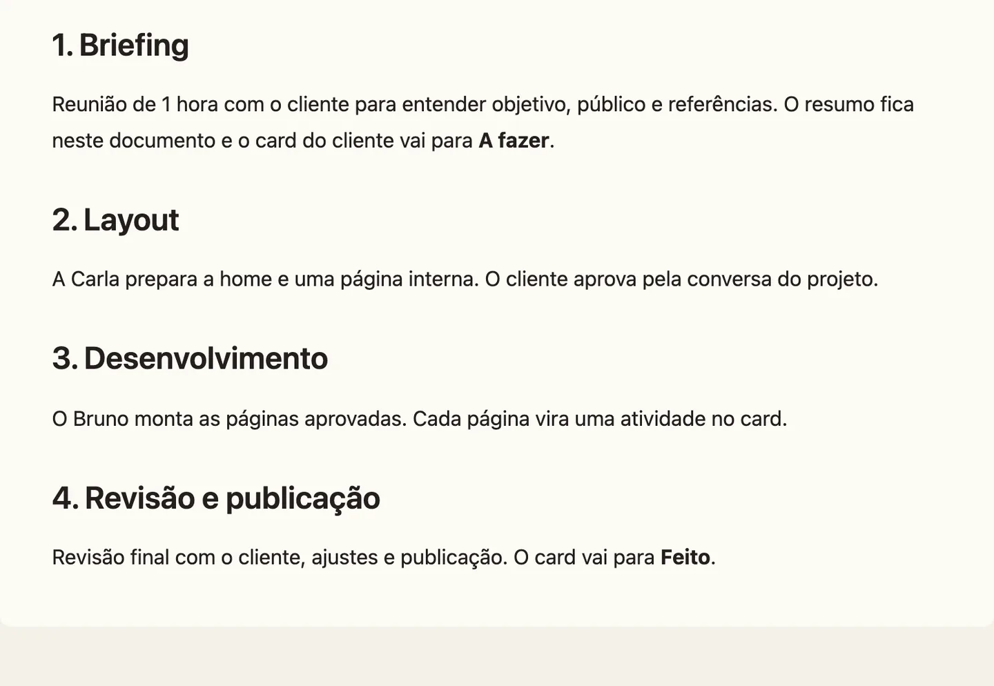 Documento do time aberto no Ocary